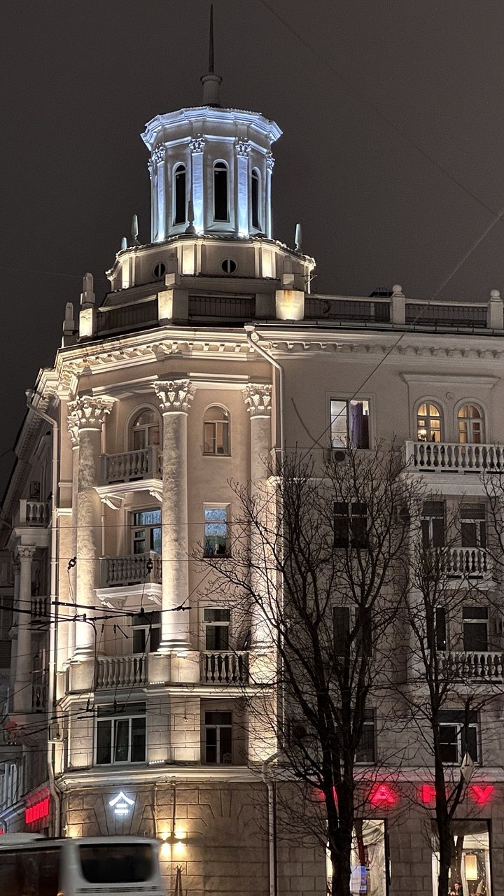 Подсветка фасада башни